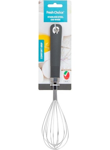 Choice Stainless Steel Egg Whisk Soft Grip Dishwasher Safe Silver 28.2 cm