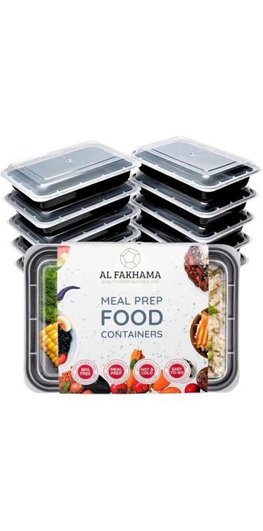 AL Fakhama 16 Oz/500 ML Meal Prep Containers [12 Sets] 1 Compartment with Lids, Food Storage Containers, Bento Box, BPA Free, Stackable, Microwave/Dishwasher/Freezer Safe - Dozen Pack