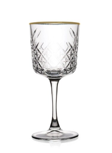 4 Pieces Timeless Golden Touch Red Wine Coupe Set 330 Ml, 195 Mm Height, 97.5 Mm DiameterAnd Gold Line Clear