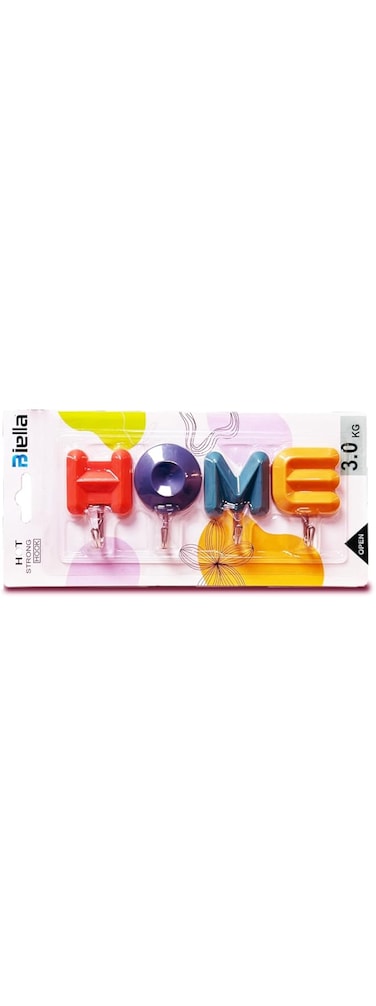 Biella&trade; 4 Pcs Self-Adhesive Stocking Holder Home Alphabet Wall Key Hooks for Home Kitchen Bathroom Office etc (Random Colors)
