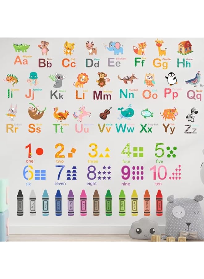 Buy GHAKKE Animal Alphabet Numbers Colour Decals Stickers Kids Peel and ...