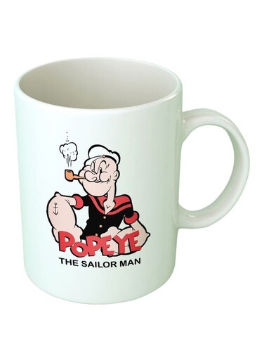 Popeye Printed Coffee Mug White/Black/Red