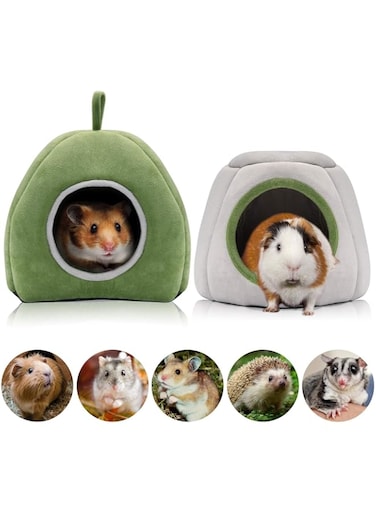 Cavy Bed, 2 Pack Washable Small Animal House Cage Accessories, Hamster Bed House Hideou, For Dwarf Rabbits Chinchillas Hamsters Hedgehogs Ferrets Bearded Dragons and Rats