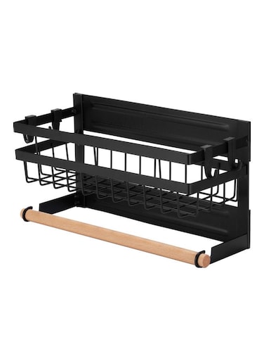 Magnetic Spice Rack For Refrigerator With Hook Black 31 x 13 x 17cm