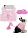 Adjustable Bunny Harness Leash Rabbit Leash Harness with Bell, Bunnie Vest Harness for Rabbit Guinea Pig Walking (Pink, M)