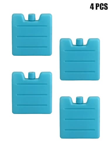 Ice blocks Ice Packs for Lunch Boxes Cooler Ice Packs Long Lasting Lunch Ice Packs Slim Reusable Cool Packs for Cooler Freezer Ice Packs Stackable Square Design Blue 70ml (Set of 4)