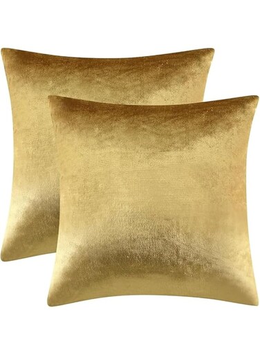 Tazweeq Gold Velvet Decorative Throw Pillow Covers, Soft Cushion Covers,Room Decor Cushion Cases Home for Couch Patio Sofa Bedroom Car, 4 Pack, 45x45cm