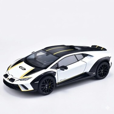 Lamborghini Official Licensed Hurac&aacute;n Sterrato 1:24 Diecast Model Car - Openable Doors, LED Lights, Engine Sound, Suspension - Premium Off-Road Supercar Collectible for Adults &amp; Kids &ndash; (White)