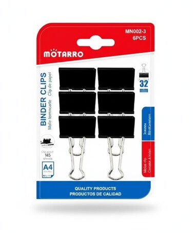 MOTARRO 32mm Binder Clips, Black Metal Paper Clamps MN002-3, 1.25 Inch Large Capacity (145 Sheets) for Office, School, and Home Document Organization