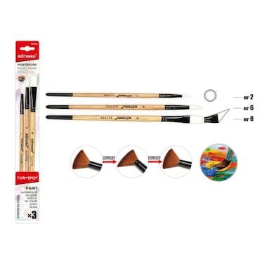 MOTARRO Synthetic Fiber Artist Paint Brushes MP084 &ndash; Professional Soft Synthetic Bristle Brush Set of 3 for Acrylic, Watercolor &amp; Oil Painting