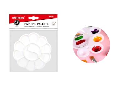 MOTARRO Flower Shaped Painting Palette (MP145-4) &ndash; 18-Grid Plastic Mixing Tray &Oslash;148mm &ndash; Durable Easy-Clean Palette for Watercolor, Acrylic, Oil &amp; Gouache &ndash; Artist Paint Tray