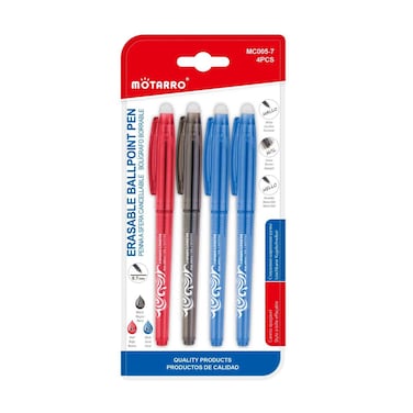 MOTARRO 4pcs Erasable Ballpoint Pen Set MC005-7 &ndash; Smooth Writing &amp; Refillable