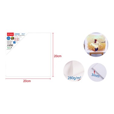 MOTARRO Canvas 20x20cm MP133-3, 280G, 3mm Thick Premium Stretched Artist Canvas for Acrylic, Oil &amp; Watercolor Painting &ndash; Durable &amp; Ready to Use
