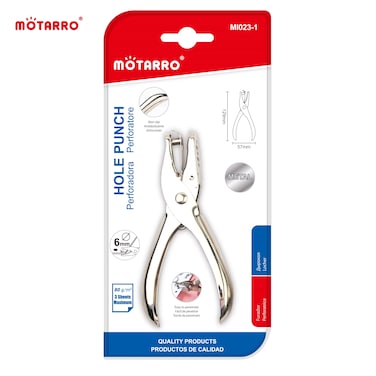 MOTARRO Handheld Paper Punch MI023-1 &ndash; 3-Sheet Capacity, 1/4 Inch Hole Diameter for Office Use