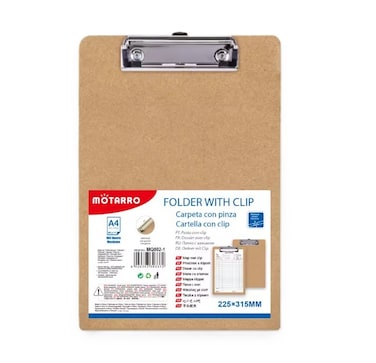 MOTARRO A4 Writing Pad Folder with Clip MQ002-1 - Memo Organizer, Paper Storage &amp; Clipboard, Office Stationery with Flat Head Plate Clamp