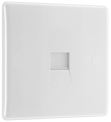 Modi Telephone Socket, Round Edge, Nexus 800 Series, White Moulded