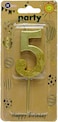 Italo Gold Glitter Dipped Number 5 Birthday Candle