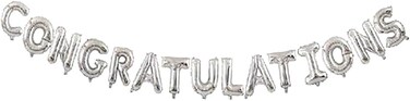 Italo 16" Congratulations Foil Balloon, Silver
