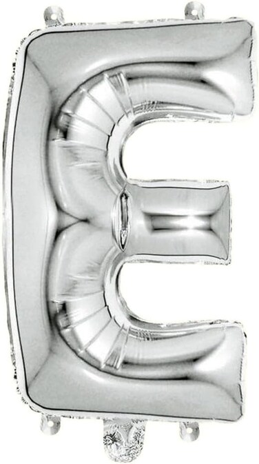Italo E Alphabet Letter Foil Balloon, 16-Inch Size, Silver
