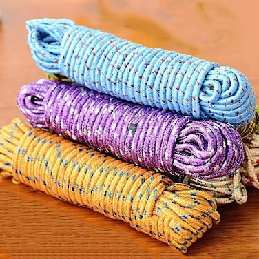 AL ARQAM Washing Line - 20M Nylon Rope Perfect Clothesline for Hanging or Drying Wet Clothes Outdoor &amp; Indoor - Great for Camping, Travel, Washing line (Random Color)
