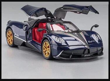 AL ARQAM 1/32 Pagani Huayra Dinastia Toy Car Alloy Diecast Model Car Collectible Pull Back with Light and Sound Toy Vehicle for Boys Kids Girls Gift (Blue)