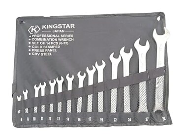 AL ARQAM Combination Spanner Set 14 Pieces 6-32 mm CrV Steel Open-End Spanner Laser Marked Matte in Bag