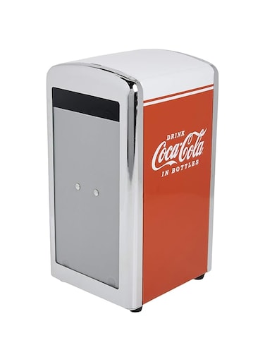TableCraft Coca-Cola CC339N Salt and Pepper Shaker Set with Chrome Plated Metal Rack Small CC342