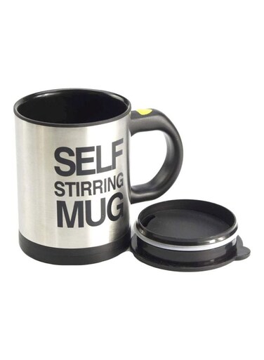 Steel Self Stirring Coffee Mug With Lid Black/Silver 9.6 x 14 x 12.4inch