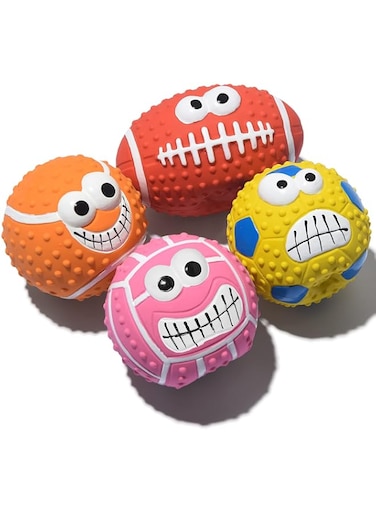 SCHITEC Squeaky Dog Ball, [4 Pack] Latex Rubber Dog Squeak Toys, 2.7'' Soft Bouncy Fetch Balls for Medium Small Pets Interactive Play