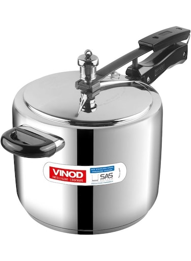 5Liters Stainless Steel Inner Lid Pressure Cooker - 5 Litre   Sandwich Bottom Cooker   Induction and Gas Base   ISI and CE Certified silver
