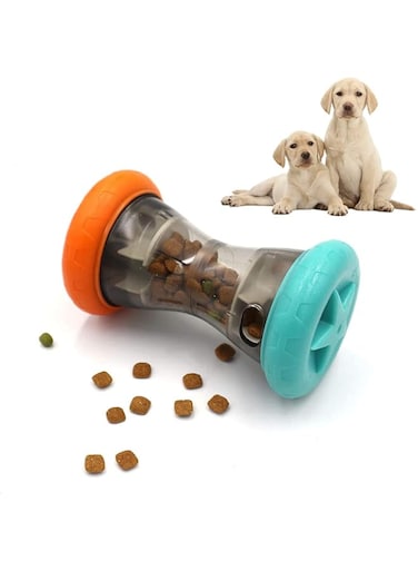 FDTY 1 pc Treat Dispensing Puzzle Toys for Small Dogs,Interactive Chase Toys,Perfect Alternative to Slow Feeder Dog Bowls to Improves Pets Digestion,Barbell-Shaped Dog Toys