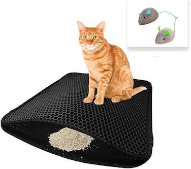. Litter Mat &ndash; Anti Tracking . Litter Trap Mat Waterproof &amp; Washable . Litter Rug Urine Proof Trapping Mat with two Mini Mouse Toys (40x50cm)
