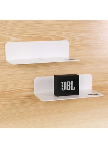 OAPRIRE White Floating Wall Shelves Set of 2 - Easily Expand Wall Space - Acrylic Small Shelf for Bedroom, Bathroom, Kitchen, Living Room, Office, Playroom with Cable Clips
