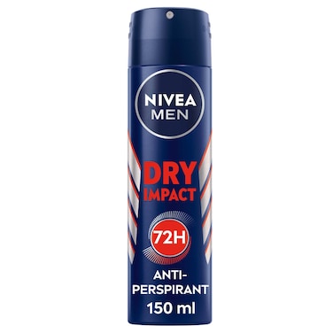 NIVEA MEN Dry Impact Anti-Perspirant Deodorant, Daily Use Men's Deodorant, 72h Derma Active Protection, Spray 150ml