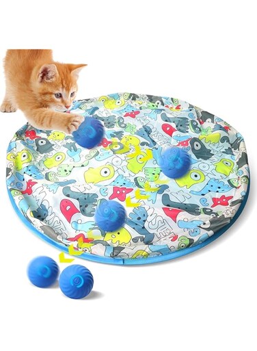 Interactive Cat Toy Ball, Fast Rolling in Pouch, Motion Activated, Hide and Seek, Indoor Exercise