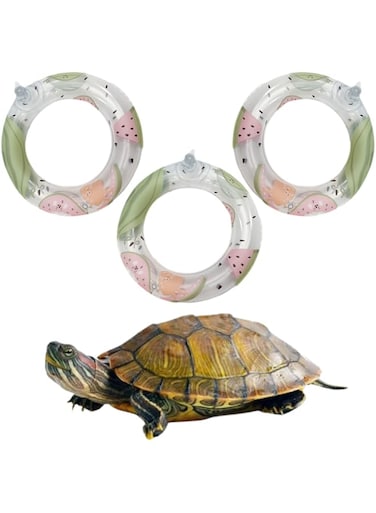 Inflatable Small Animal Floaties - 3 Pack Swimming Ring Rest Dock for Turtle, Tortoise, Terrapins, Frog, Reptile