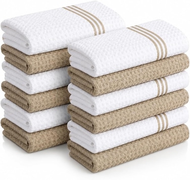 Bliss Casa Kitchen Towel Set Pack of 12 (38 x 64 cm) - Cotton Dish Towels, Durable Cleaning Cloths, Highly Absorbent Durable Multipurpose Bar Towels & Dish Cloths