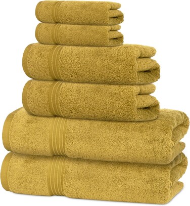 مجموعة مناشف Bliss Casa مكونة من 6 قطع - 100% قطن ممشط، 550 جرامًا لكل متر مربع، مناشف سريعة الجفاف وعالية الامتصاص - تتضمن 2 حمام، 2 يد، 2 منشفة - ناعمة وسميكة للحمام أو المنتجع الصحي