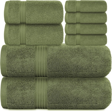 مجموعة مناشف Bliss Casa مكونة من 8 قطع - 100% قطن ممشط، 550 جرام لكل متر مربع، مناشف ناعمة وذات قدرة على الامتصاص بجودة الفنادق - تتضمن منشفتي حمام، ومنشفتي يد و4 مناشف - سريعة الجفاف وسميكة ومتينة