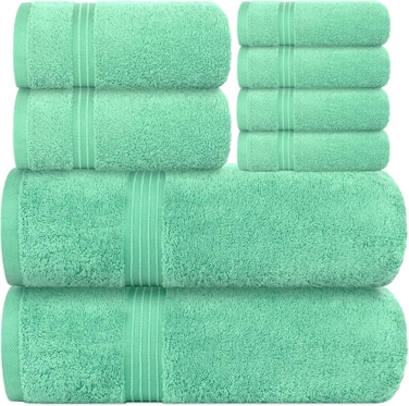 مجموعة مناشف Bliss Casa مكونة من 8 قطع - 100% قطن ممشط، 550 جرام لكل متر مربع، مناشف ناعمة وذات قدرة على الامتصاص بجودة الفنادق - تتضمن منشفتي حمام، ومنشفتي يد و4 مناشف - سريعة الجفاف وسميكة ومتينة