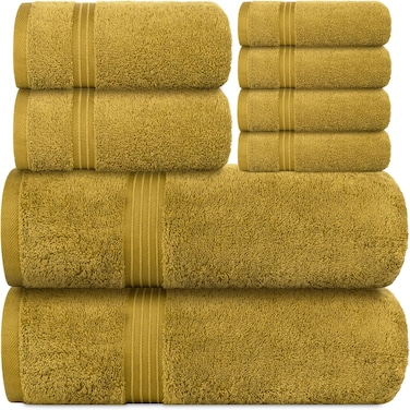 Bliss Casa 8-Piece Towel Set &ndash; 100% Combed Cotton, 550 GSM, Soft &amp; Absorbent Hotel Quality Towels &ndash; Includes 2 Bath Towels, 2 Hand Towels &amp; 4 Washcloths &ndash; Quick Dry, Thick &amp; Durable