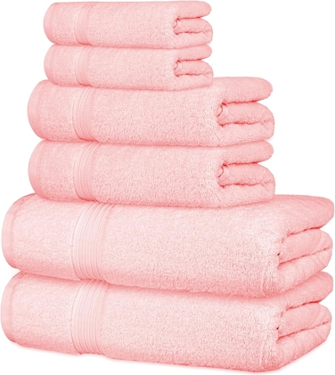 مجموعة مناشف Bliss Casa مكونة من 6 قطع - 100% قطن ممشط، 550 جرامًا لكل متر مربع، مناشف سريعة الجفاف وعالية الامتصاص - تتضمن 2 حمام، 2 يد، 2 منشفة - ناعمة وسميكة للحمام أو المنتجع الصحي