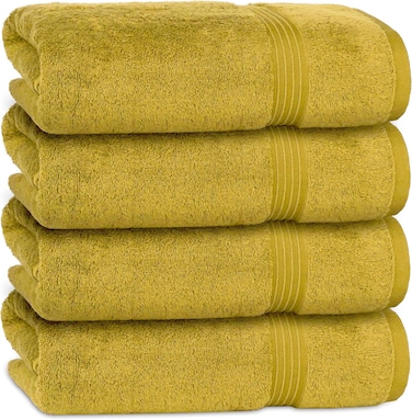 مناشف حمام بليس كازا (4 يجتمع، 70 × 140 سم) - مشط قطن 100% ممشط 550 جرام في المتر قطع ذات جودة عالية، مقاوم للجفاف وفصل الشتاء، مخصص للفنادق