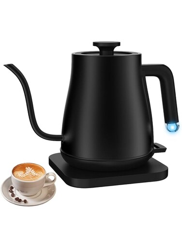 VAODO Gooseneck Electric Kettle, 1500W Ultra Fast Boiling Water Kettle, Stainless Steel Coffee Kettle with Automatic Temperature Control, Pour Over Kettle for Coffee, Tea Pot, 1L, Matte Black