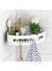 YLmeet Corner shower box with suction cups, no drilling required, removable shower shelf, maximum weight capacity 22 lbs, stores all your favorite toiletries, suitable for bathroom and kitchen - white