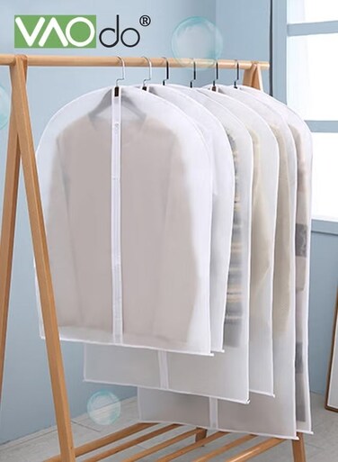 14PCS Garment Bags Set, Translucent Clothes Hanging Bags, Plastic Waterproof Suit Cover Bags with Zipper, EVA Clothes Protector Clear