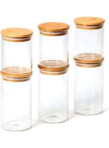 6-Piece Glass Food Container Set With Airtight Lid Clear