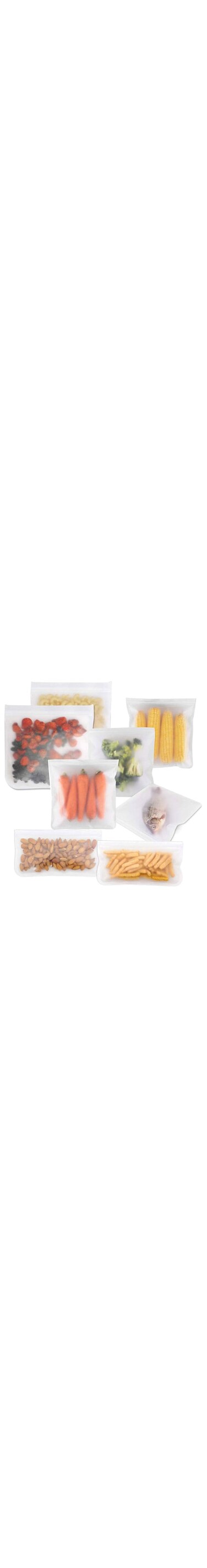 AICHUANGBAO 10 Reusable Silicone Food Storage Bags, PEVA Food Bag, sealed and self-sealing storage container for Home organization for food travel storage (2 large + 6 medium + 2 small)