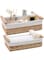 DUOER Round Paper Rope Storage Basket, Wicker Baskets for Organizing with Handle, Decorative Bins for Countertop, Toilet Paper Basket for Toilet Tank Top, Small Baskets Set (Set of 2,Beige)