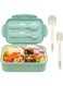 MAIYIDACK Bento Lunch Box with 3 Compartments, 1400ml Capacity, Reusable Utensils, Leakproof and Microwave Safe (Green)